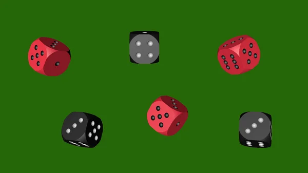 Red Black Dice, 3D Illustration on Green — Stock Photo, Image