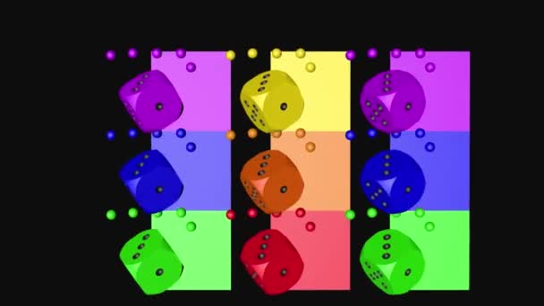 Ουράνιο τόξο χρώμα βρόχο ζάρια κινούμενα, 3d Rendering 4k — Αρχείο Βίντεο