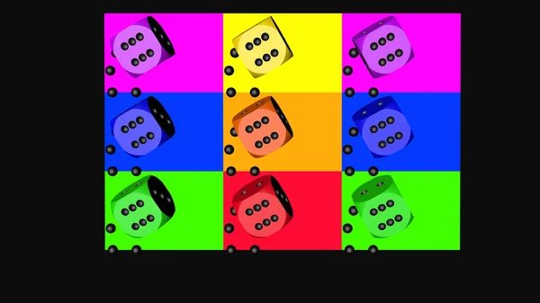 Würfel in Regenbogenfarbe, 3D-Darstellung auf Schwarz — Stockfoto