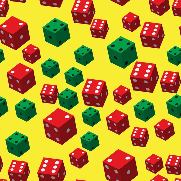 Modèle sans couture Red Green Dice, illustration 3D — Image vectorielle