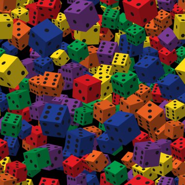 Gökkuşağı Renkli Zar Kusursuz Desen, 3B Görüntü