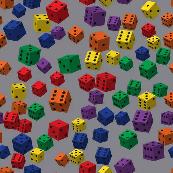 Duhová barva kostky Bezešvý vzor, 3D ilustrace — Stockový vektor