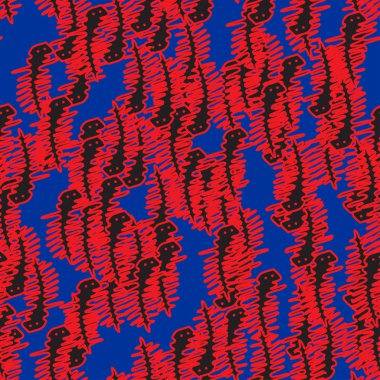 Kırmızı Anahat Kertenkeleler Dikişsiz Desen