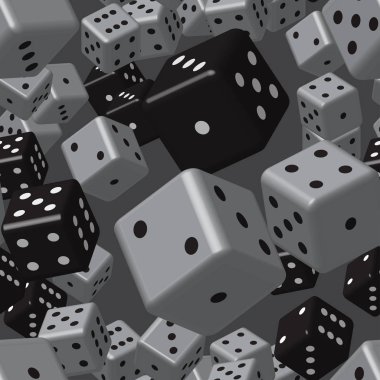 Gri Siyah Zar Dikişsiz Desen, 3d İllüstrasyon