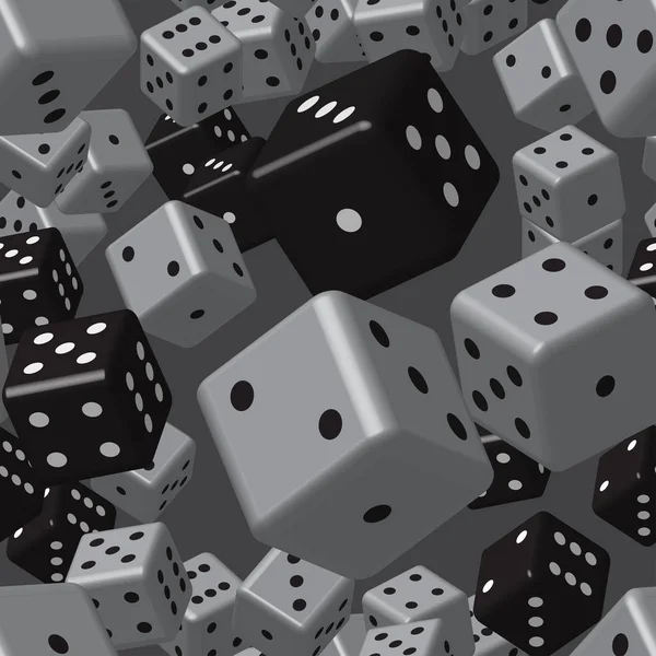 Grijs zwart dobbelstenen naadloze patroon, 3D-illustratie — Stockvector