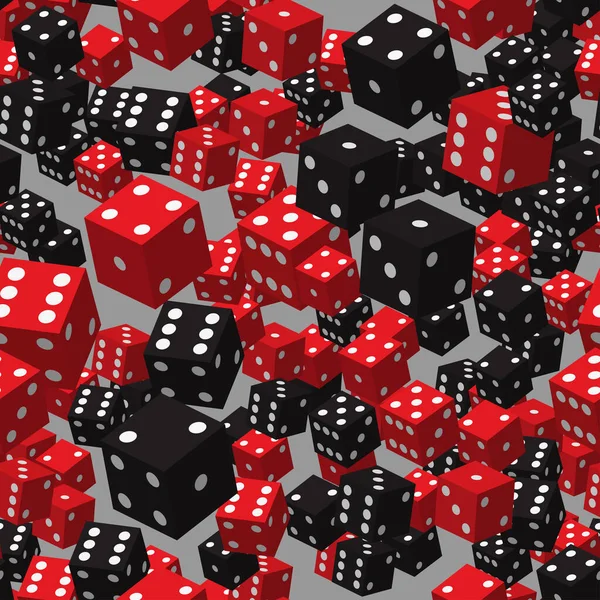 Red Black Dice Seamless Pattern, 3D Illustration — Stock Vector