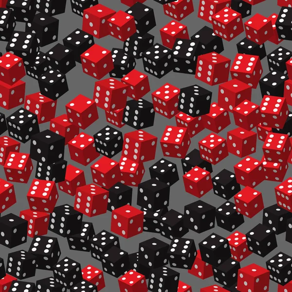 Modèle sans couture de dés noirs rouges, illustration 3D — Image vectorielle