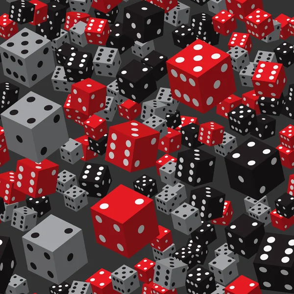 Rood Zwart Grijs Dice Naadloos patroon, 3D Illustratie — Stockvector