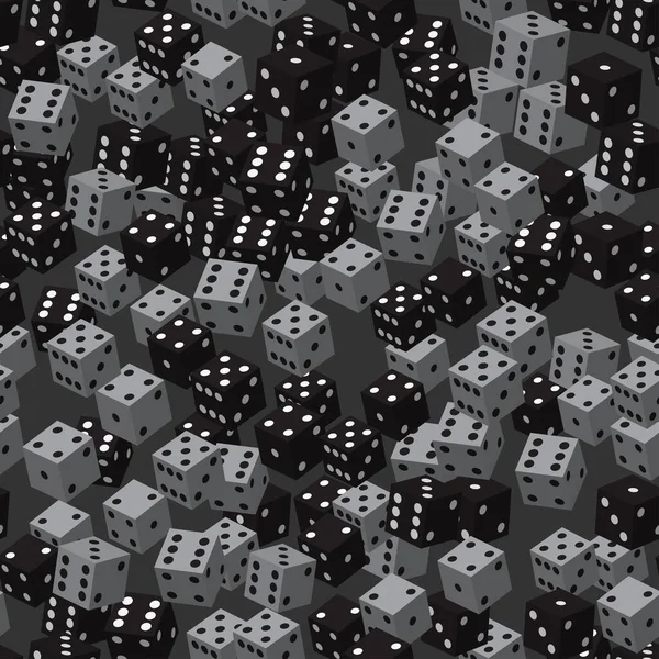 Black Gray Dice Seamless Pattern, 3D Illustration — стоковий вектор