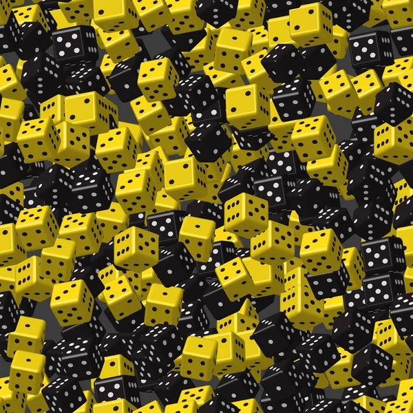 Black Yellow Dice Seamless Pattern, 3D Illustration — Stock Vector