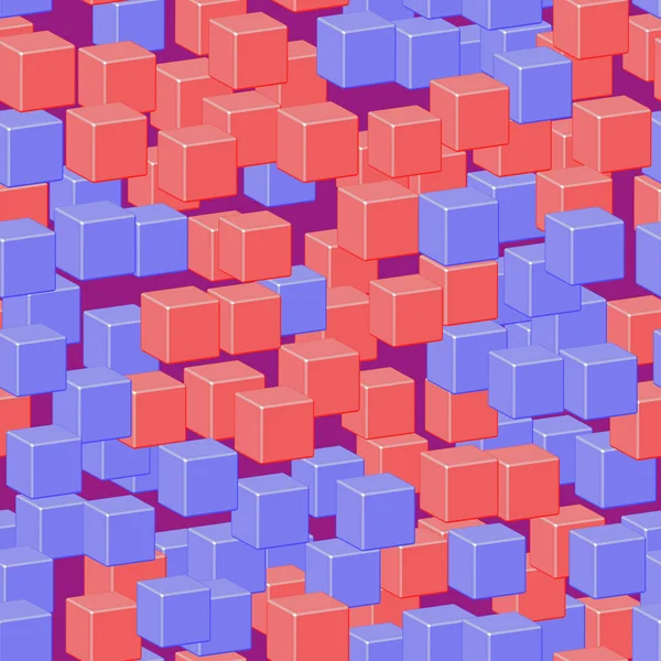 Blue Pink Cubes modèle sans couture sur violet — Image vectorielle