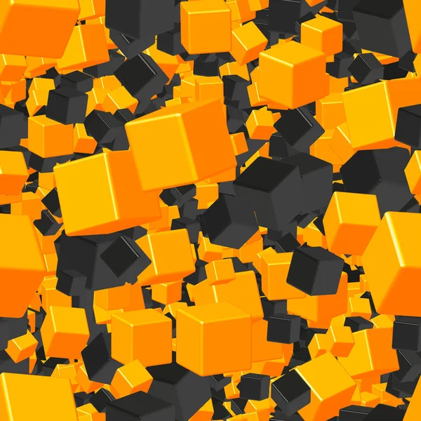 Cubos dourados e pretos padrão sem emenda, ilustração 3D —  Vetores de Stock