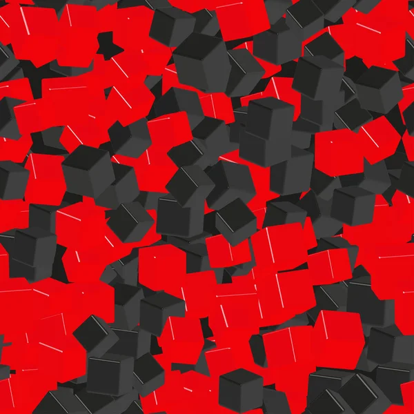 Cubes rouges et noirs Modèle sans couture, Illustration 3D — Image vectorielle