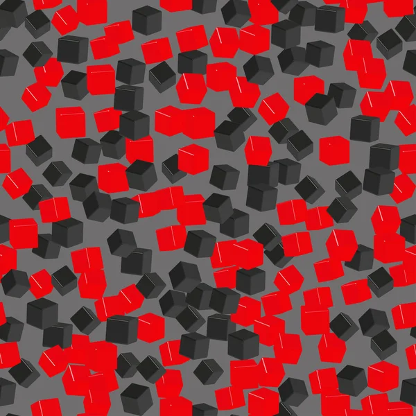 Cubes rouges et noirs Modèle sans couture, Illustration 3D — Image vectorielle