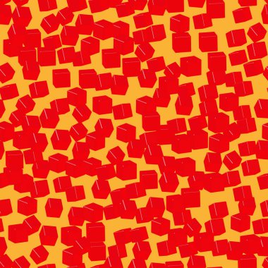 Kırmızı Küpler Kusursuz Desen, 3 Boyutlu Görüntü