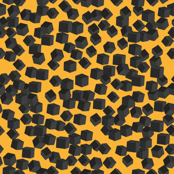 Svarta kuber sömlösa mönster på gul — Stock vektor
