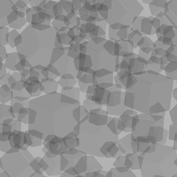 Сірий прозорий кубик Безшовний візерунок, 3D ілюстрація — стоковий вектор
