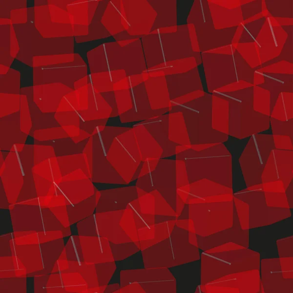 Modèle sans couture de cubes transparents rouges, illustration 3D — Image vectorielle