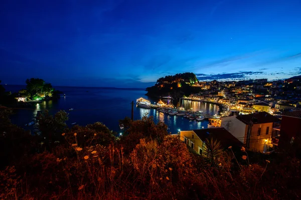 Parga Şehri, Yunanistan, Geceleri Panorama, 2018