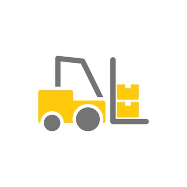 forklift düz simgesi beyaz arka plan üzerinde vektör illüstrasyon izole