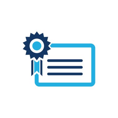 Beyaz arka plan üzerinde vektör illüstrasyon izole sertifika veya diploma simgesi