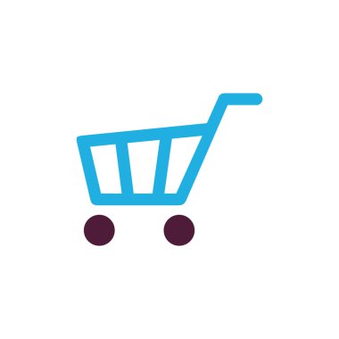 Alışveriş arabası düz simgesi, vektör illüstrasyonu