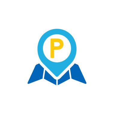 P harfi harita Logo simge tasarım