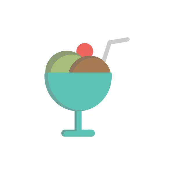 Helado Icono Plano Aislado Sobre Fondo Blanco Vector Ilustración — Archivo Imágenes Vectoriales