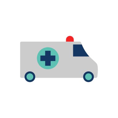 Ambulans düz simgesi beyaz arka plan üzerinde vektör illüstrasyon izole