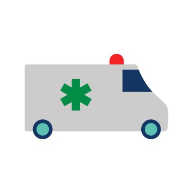 Ambulans düz simgesi beyaz arka plan üzerinde vektör illüstrasyon izole