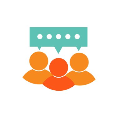 Grup sohbet düz simgesi beyaz arka plan üzerinde vektör illüstrasyon izole