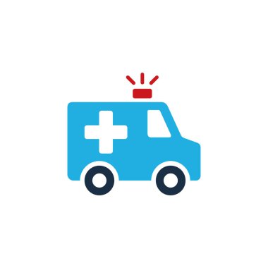 Ambulans düz simgesi beyaz arka plan üzerinde vektör illüstrasyon izole