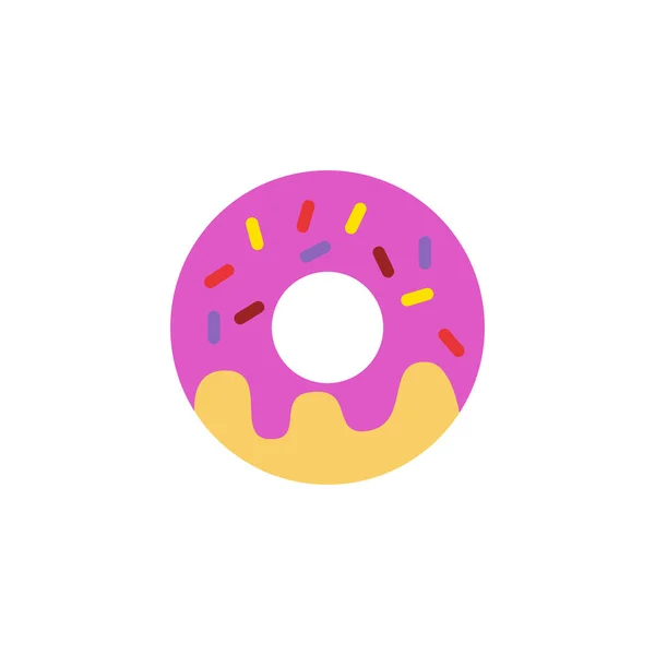 Sweet Donut Flaches Symbol Isoliert Auf Weißem Hintergrund Vektorillustration — Stockvektor