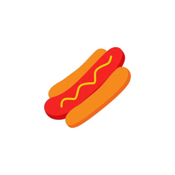 Hot Dog Flaches Symbol Isoliert Auf Weißem Hintergrund Vektorillustration — Stockvektor