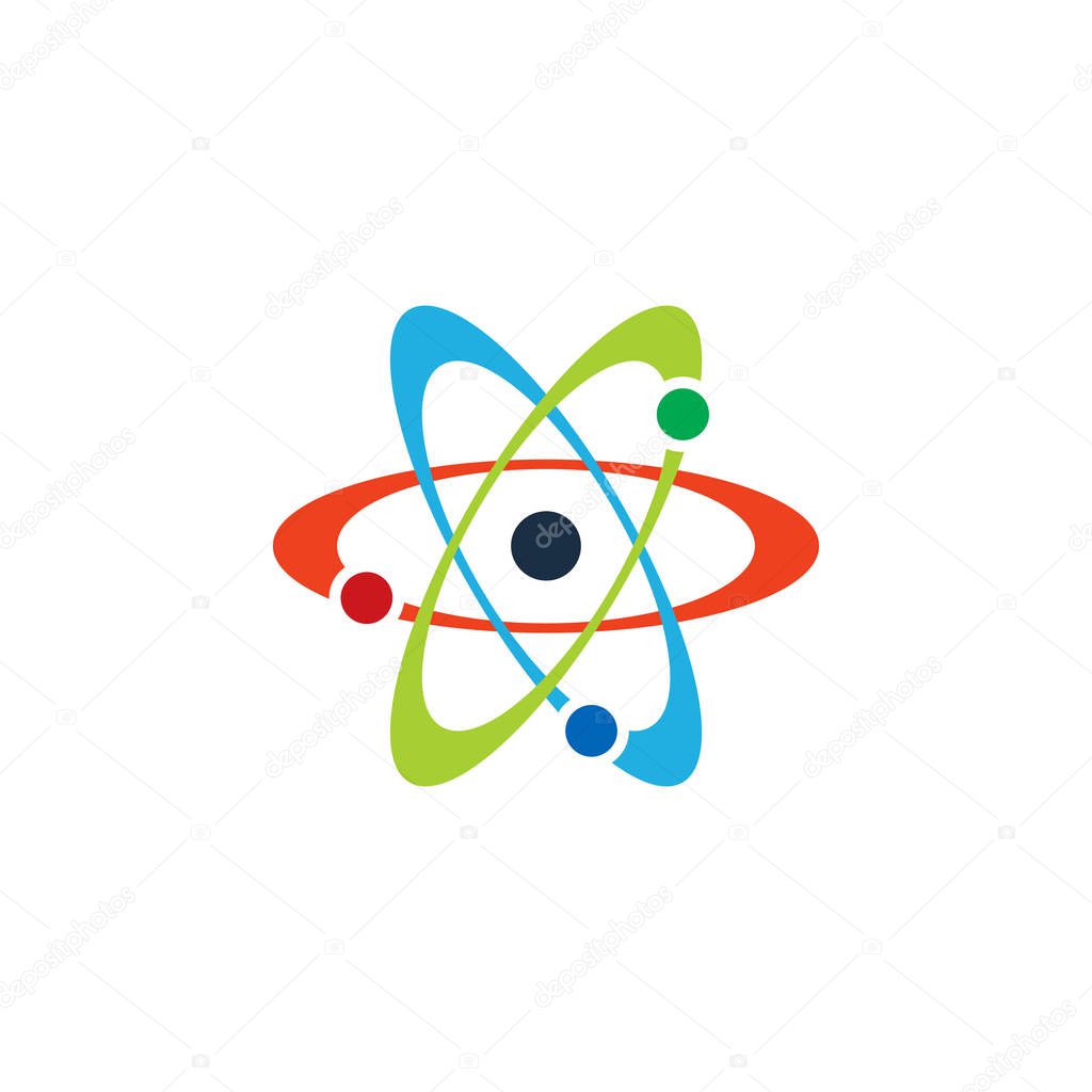 atom flat icon isolated on white background, vector illustration