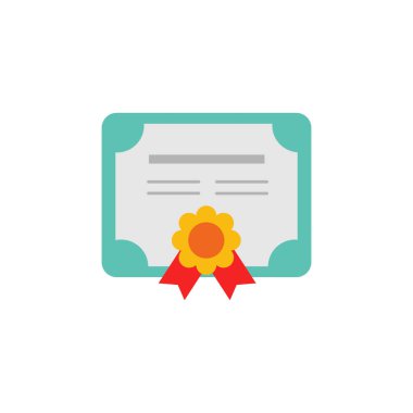 Beyaz arka plan üzerinde vektör illüstrasyon izole sertifika veya diploma simgesi