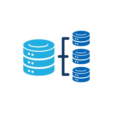 beyaz arkaplanda izole edilmiş veritabanı düz simgesi, vektör illüstrasyonu