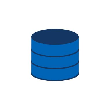 beyaz arkaplanda izole edilmiş veritabanı düz simgesi, vektör illüstrasyonu