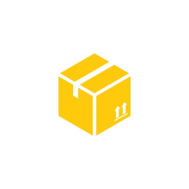 Beyaz arka plan üzerinde vektör illüstrasyon izole sarı kutu düz simgesi