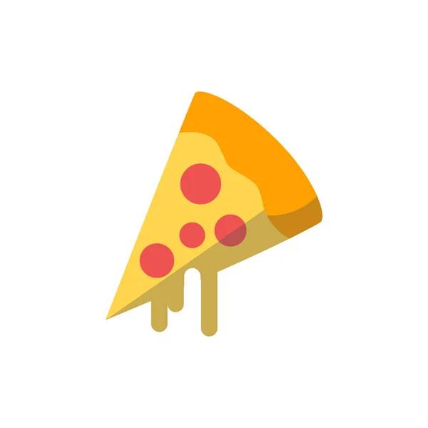 Stück Pizza Flach Farbiges Symbol Vektorillustration — Stockvektor