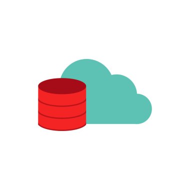 beyaz arkaplanda izole edilmiş veritabanı düz simgesi, vektör illüstrasyonu