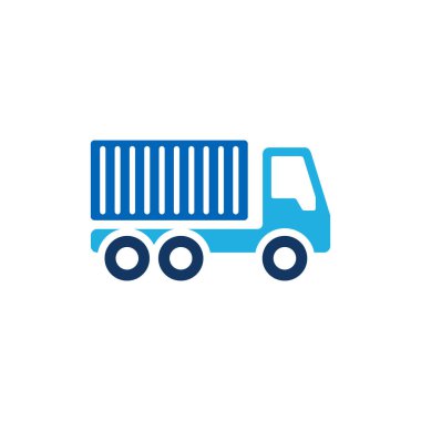 Beyaz arka plan üzerinde vektör illüstrasyon izole kamyon renkli düz simgesi