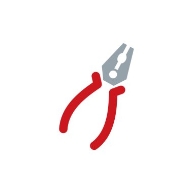 Beyaz arka plan üzerinde vektör illüstrasyon izole pense düz simgesi