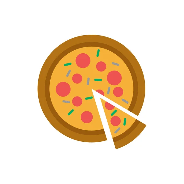 Пицца Плоского Цвета Иконка Векторная Иллюстрация — стоковый вектор