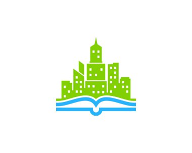 Şehir kitap simgesi Logo tasarım öğesi