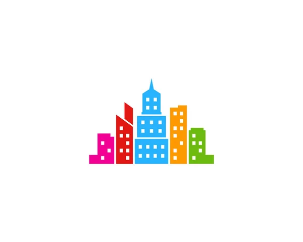 Barevné Město Ikonu Logo Design Element — Stockový vektor
