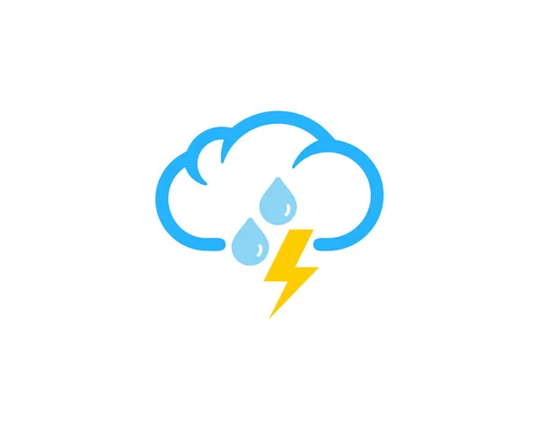 Trovão Chuva Tempo Temporada Ícone Logo Elemento Design —  Vetores de Stock