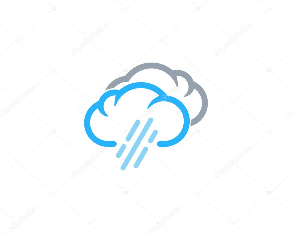 Cloudy Rain Weather Season Icon Logo Design Element