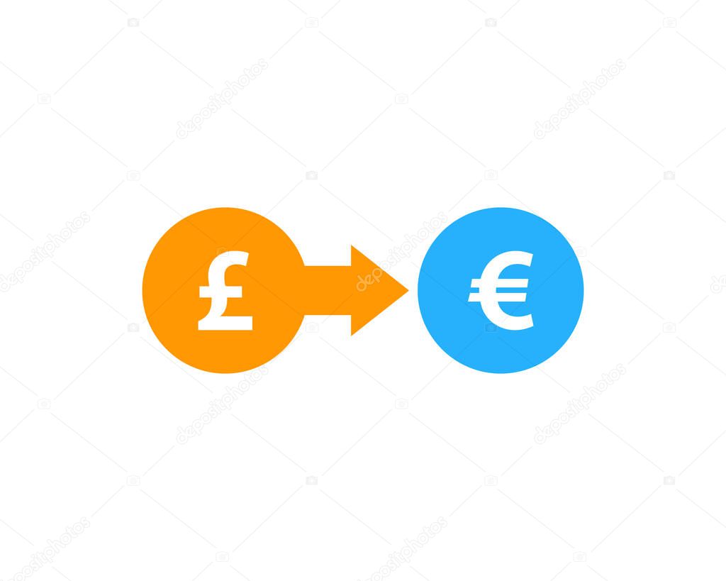 Pound Sterling To Euro Stock Market Icon Logo Design Element