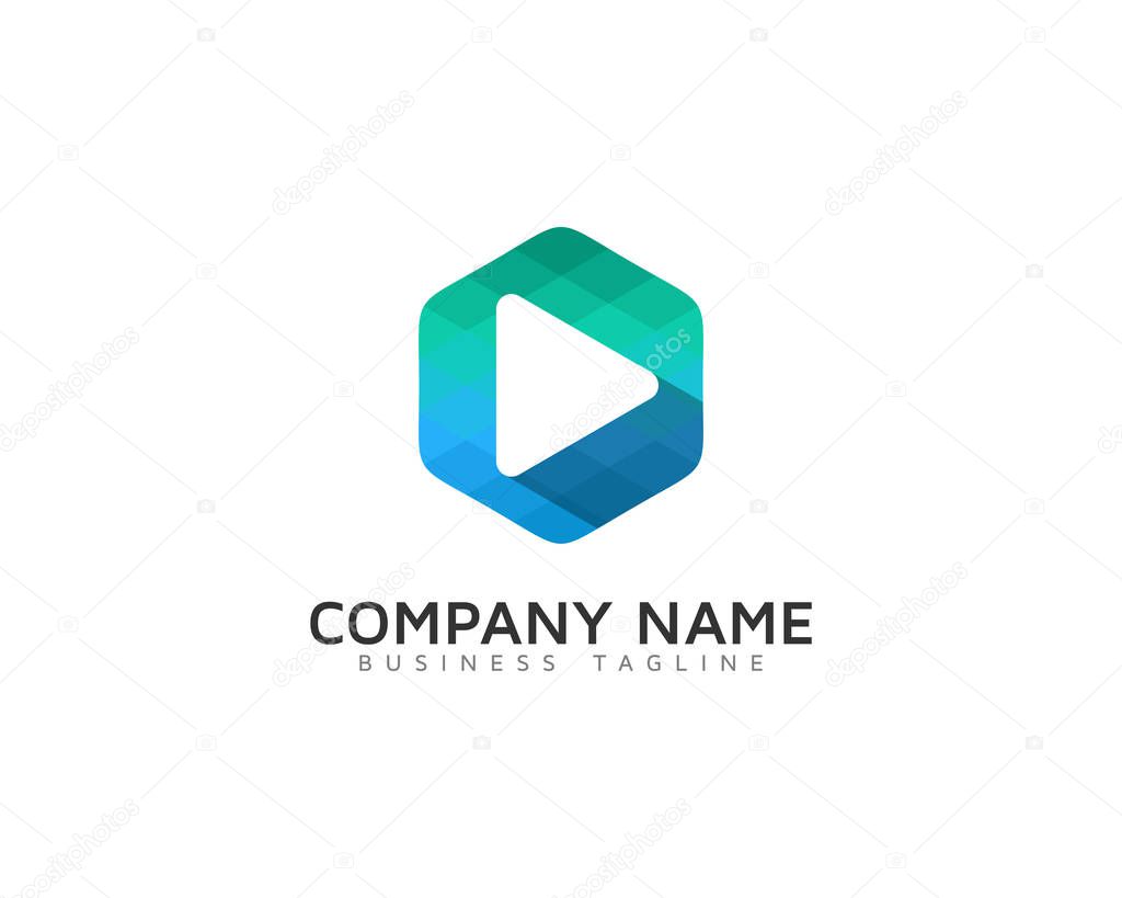 Video Shadow Pixel Logo Design Template